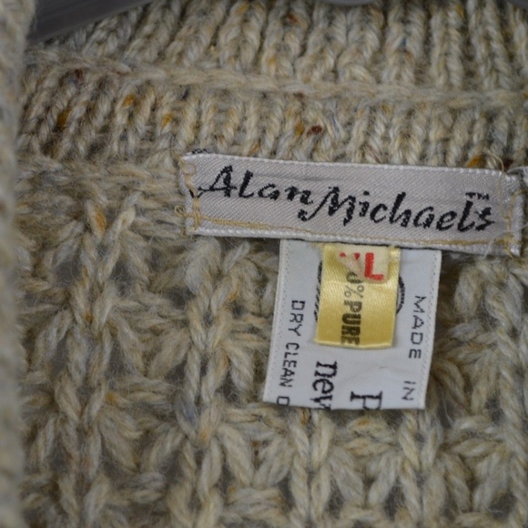 Alan Michaels Mens XL Cable Knit Wool Sweater - Picture 3 of 6